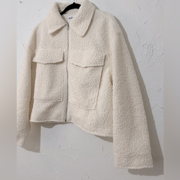 Elodie Women's Minimalist Cozy Full Zip Boucle Cream Jacket Sz XL - Picture 6 of 12
